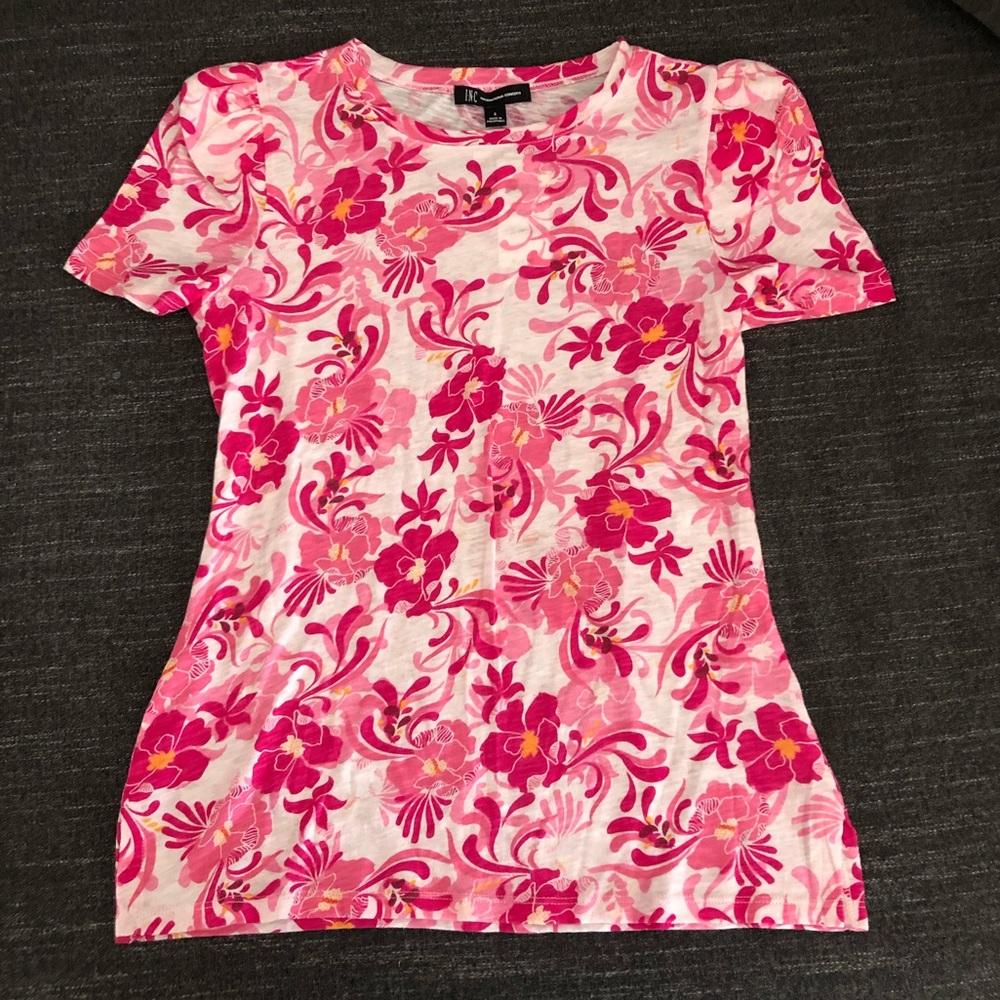 Pink and white floral top